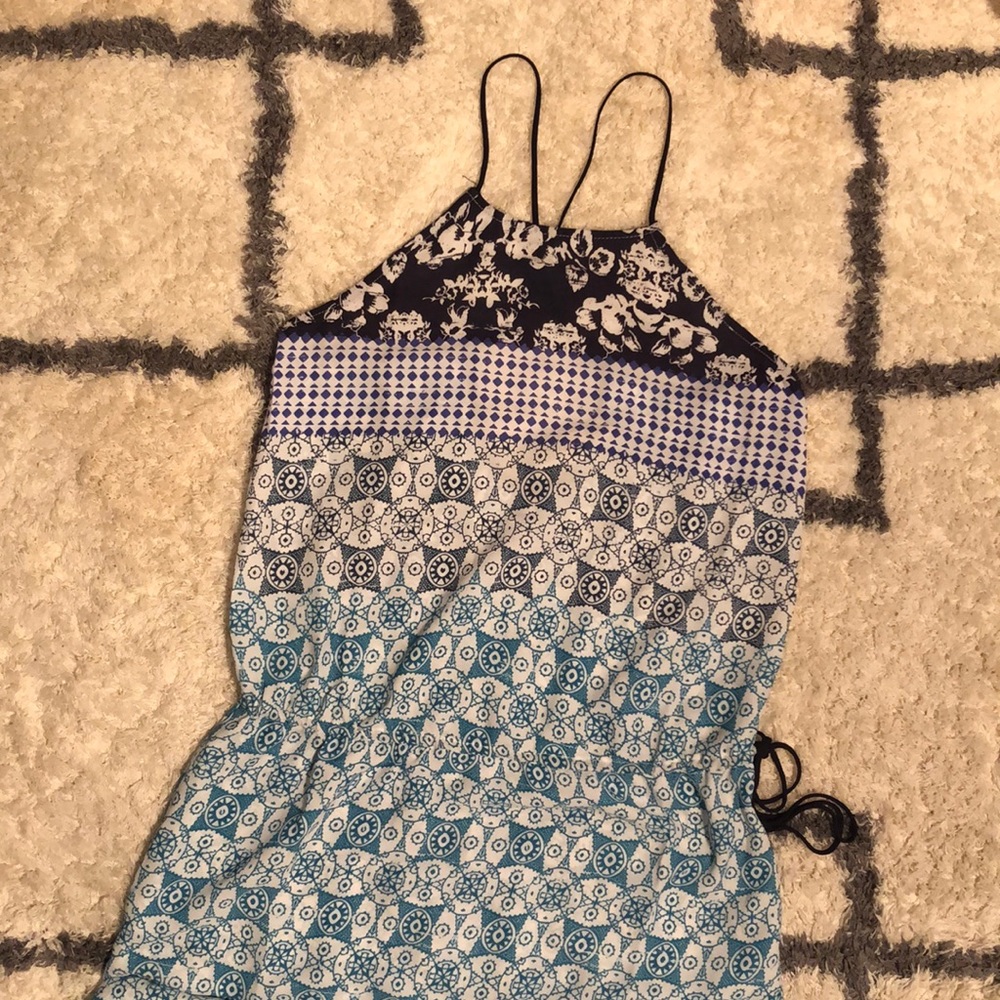 Lovestitch - blue & white maxi dress - size Small